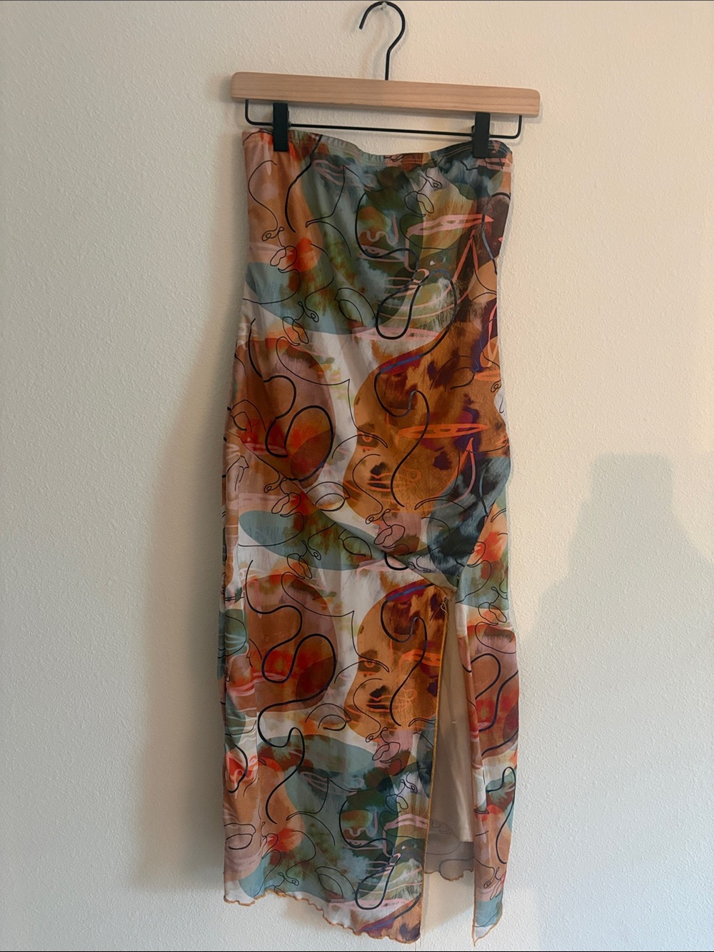 Abstract Print Midi Skirt - Multicolor